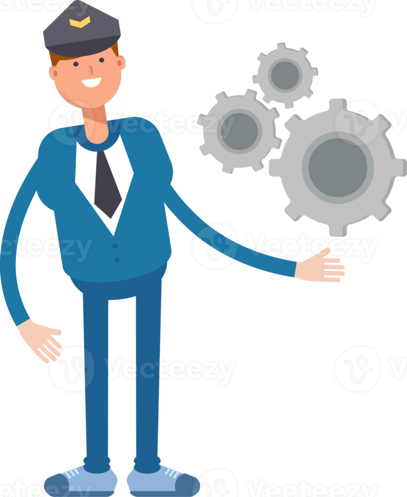 Postman Character Holding Gears png