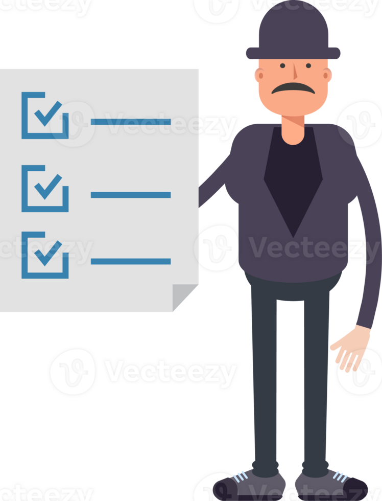 Old Man Character and Check List Document png