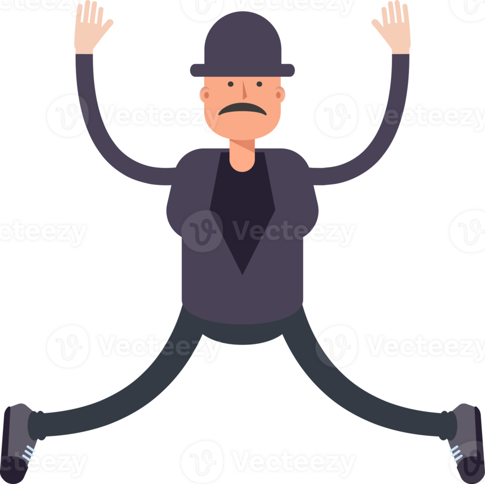 Old Man Character Relaxing and Jumping Illustration png