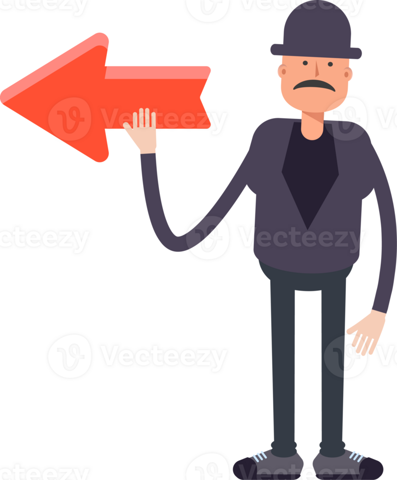 Old Man Character and Arrow Sign png