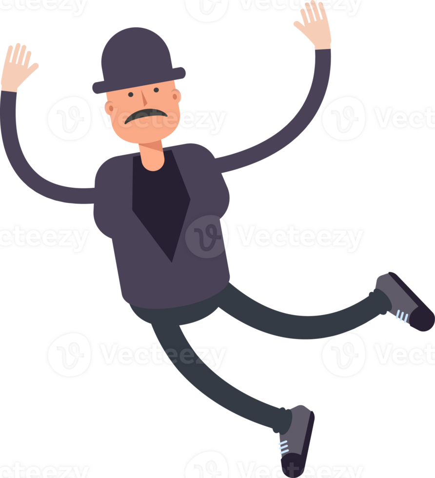 Old Man Character Relaxing and Jumping png