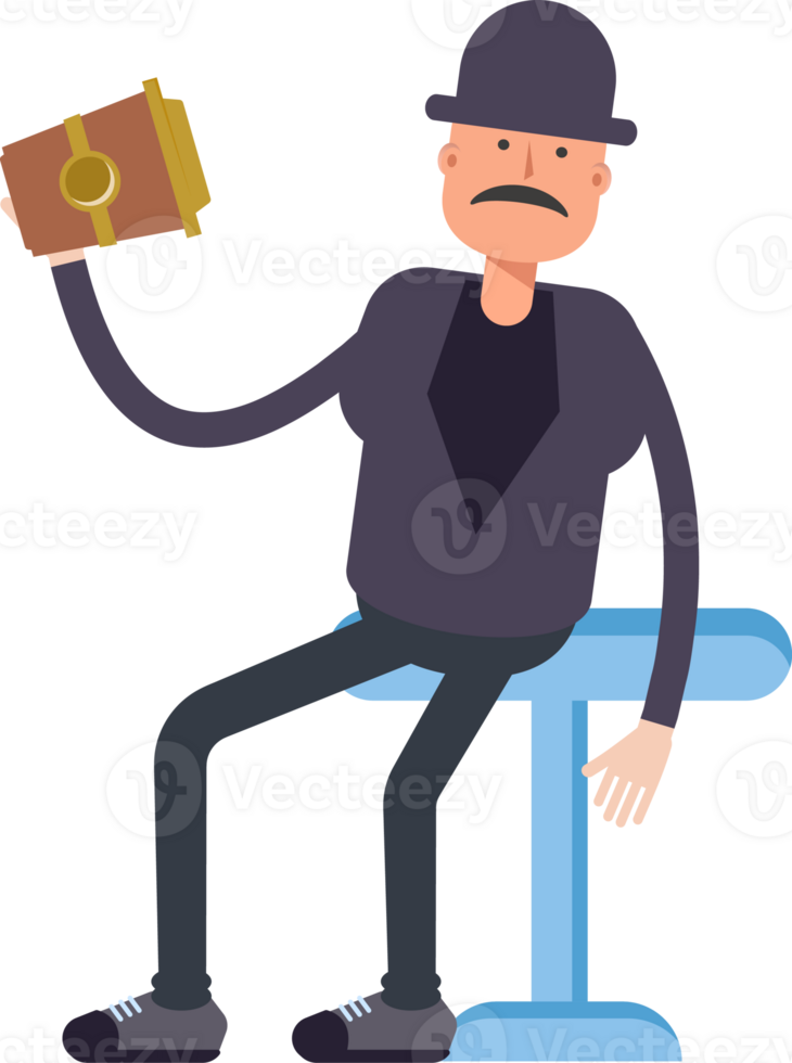 Old Man Character Drinking Coffee png