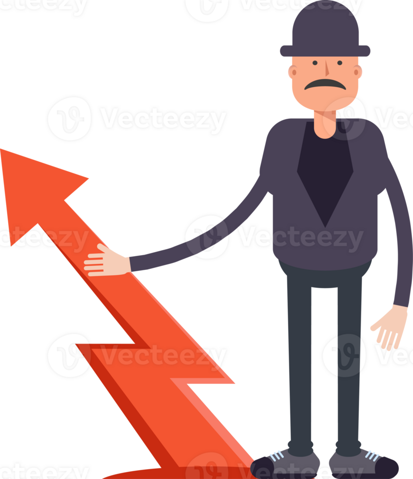 Old Man Character and Arrow Chart png