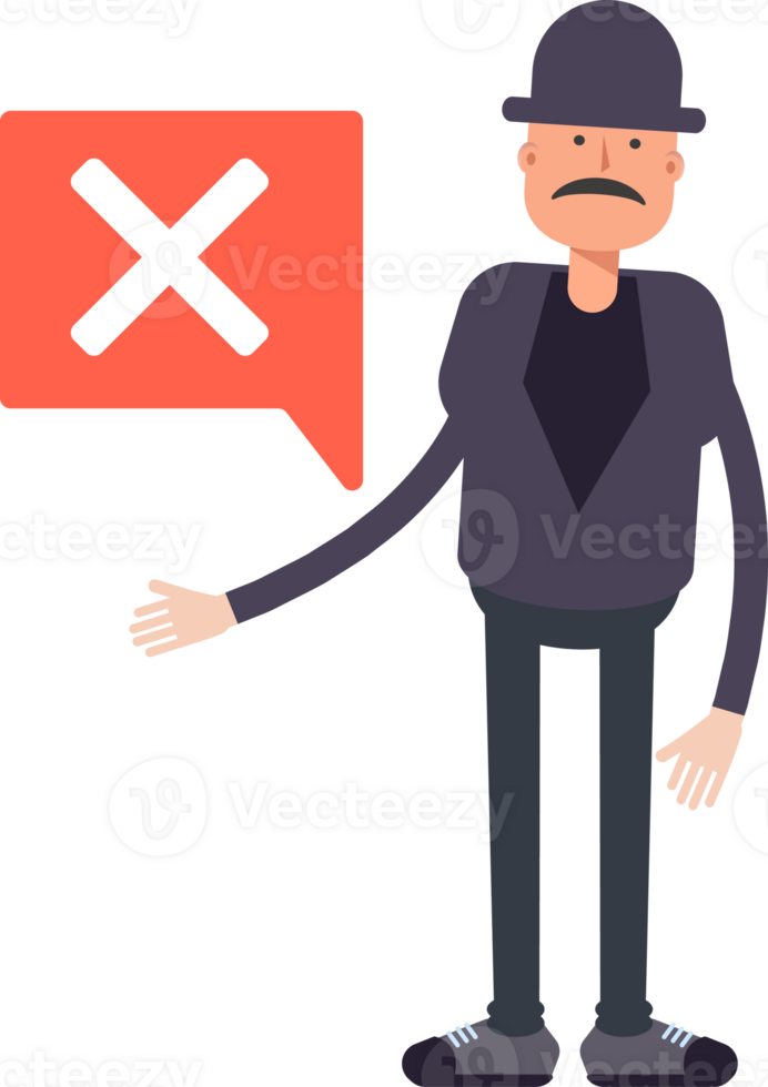 Old Man Character and Wrong Mark png