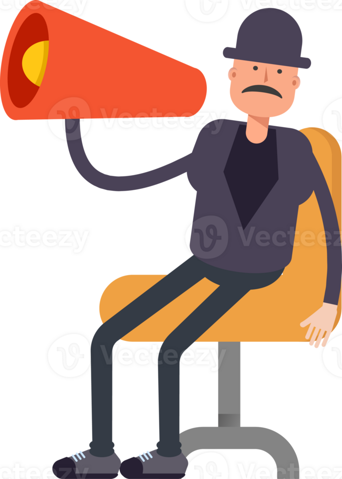 Old Man Character and Megaphone png