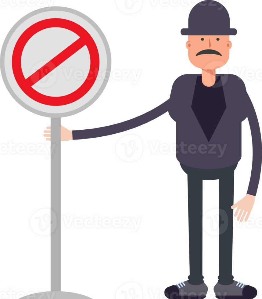 Old Man Character and Prohibition Signage png