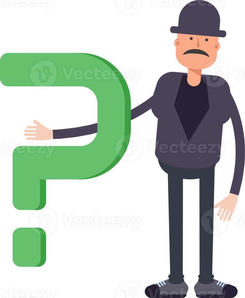 Old Man Character and Question Mark png