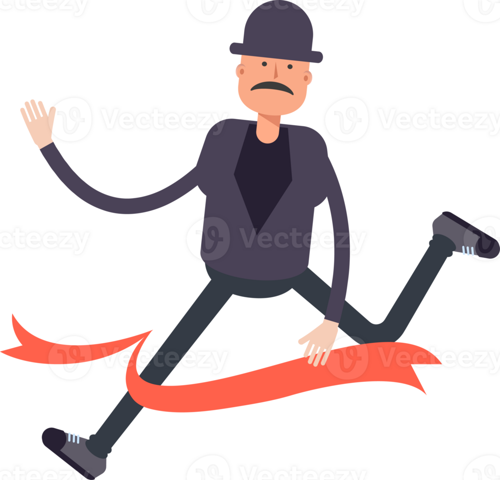 Old Man Character Running at Finish Line png