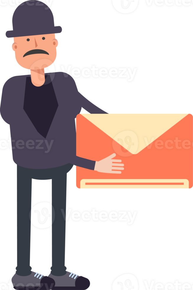 Old Man Character Holding Mail png