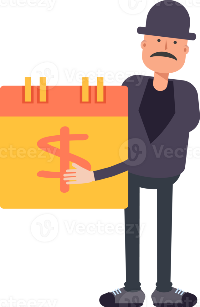Old Man Character and Payment Date Calendar png