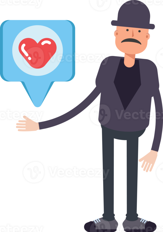 Old Man Character and Heart Message png