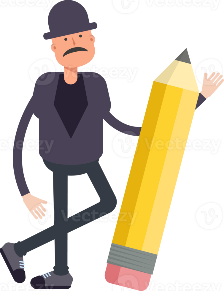 Old Man Character and Pencil png