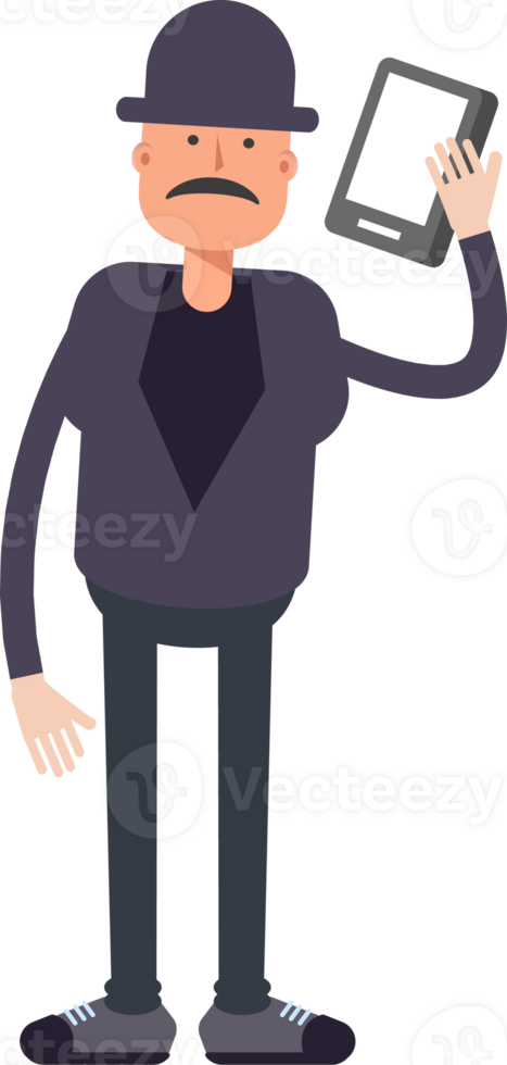 Old Man Character Talking on Smartphone png