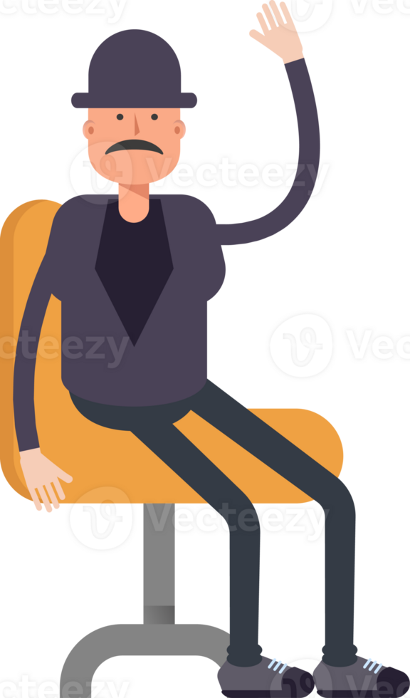 Old Man Character Sitting on Chair png