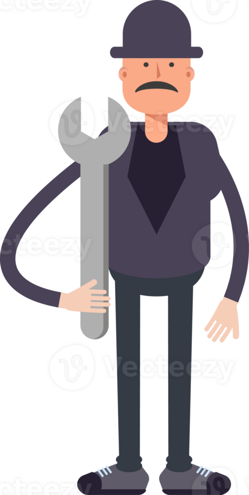 Old Man Character Holding Folder Illustration png