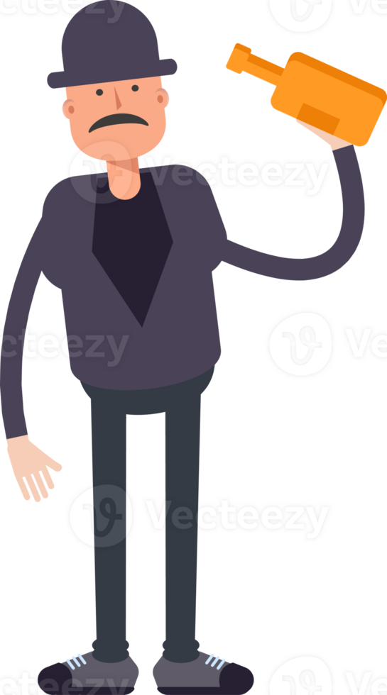Old Man Character Drinking Beer png