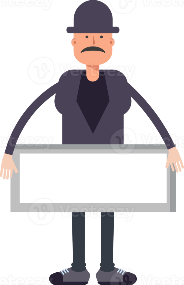 Old Man Character and Blank Signage png