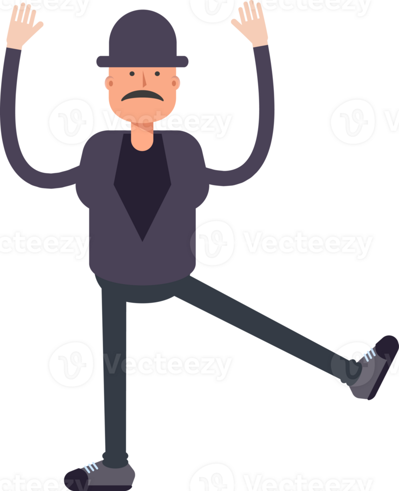 Old Man Character Relaxing and Rising Hands png