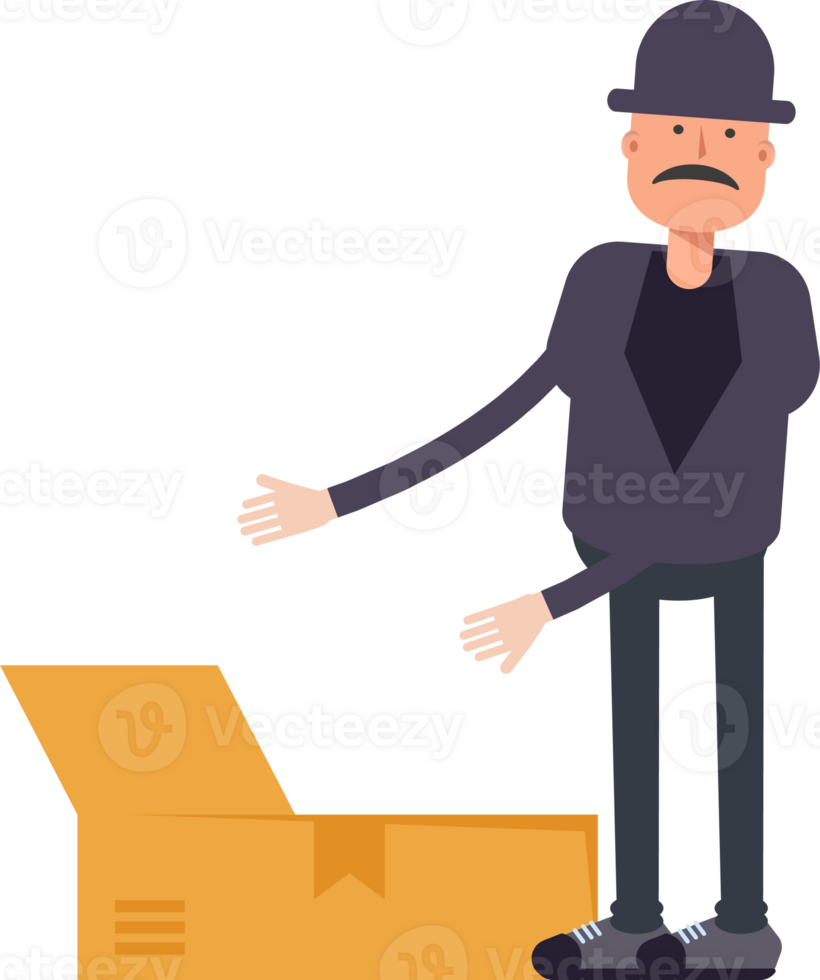 Old Man Character Opening Box png