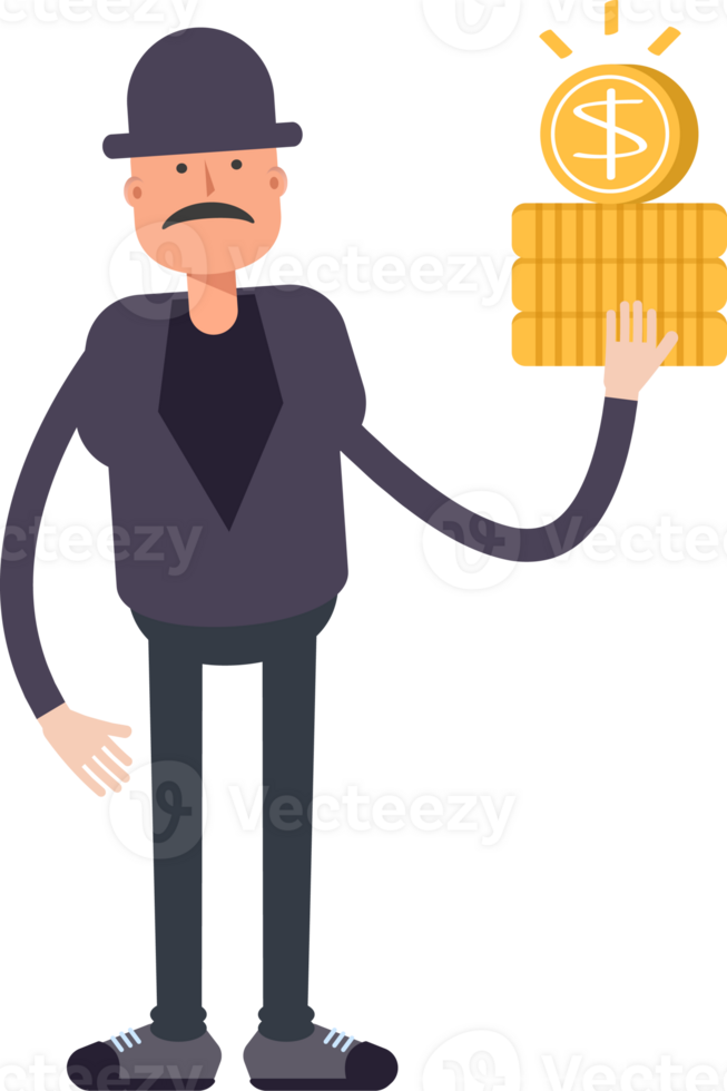 Old Man Character Holding Dollar Coins png