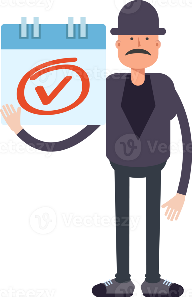 Old Man Character and Check Mark Sign png