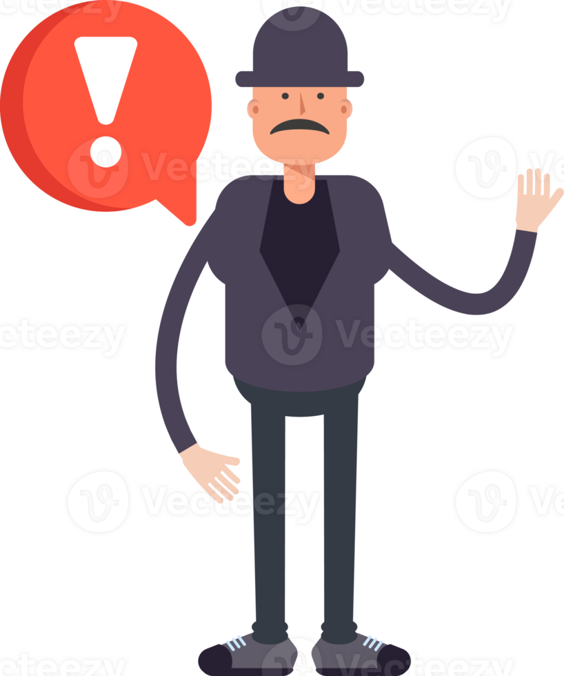 Old Man Character and Error Sign png