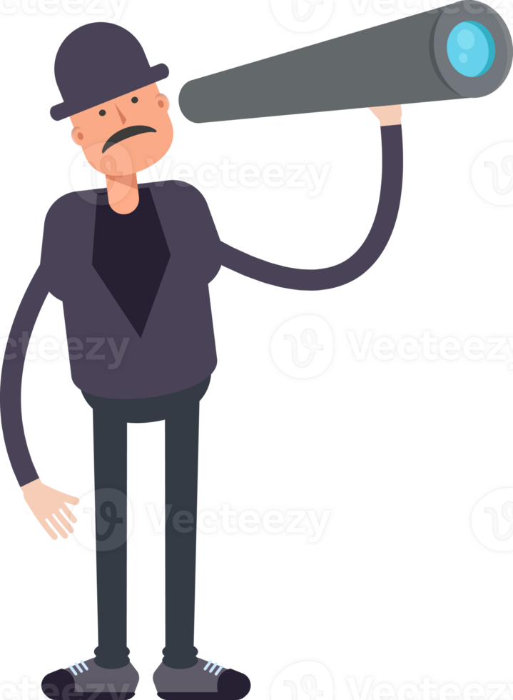 Old Man Character Using Binoculars png