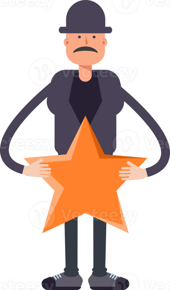 Old Man Character Holding Star png