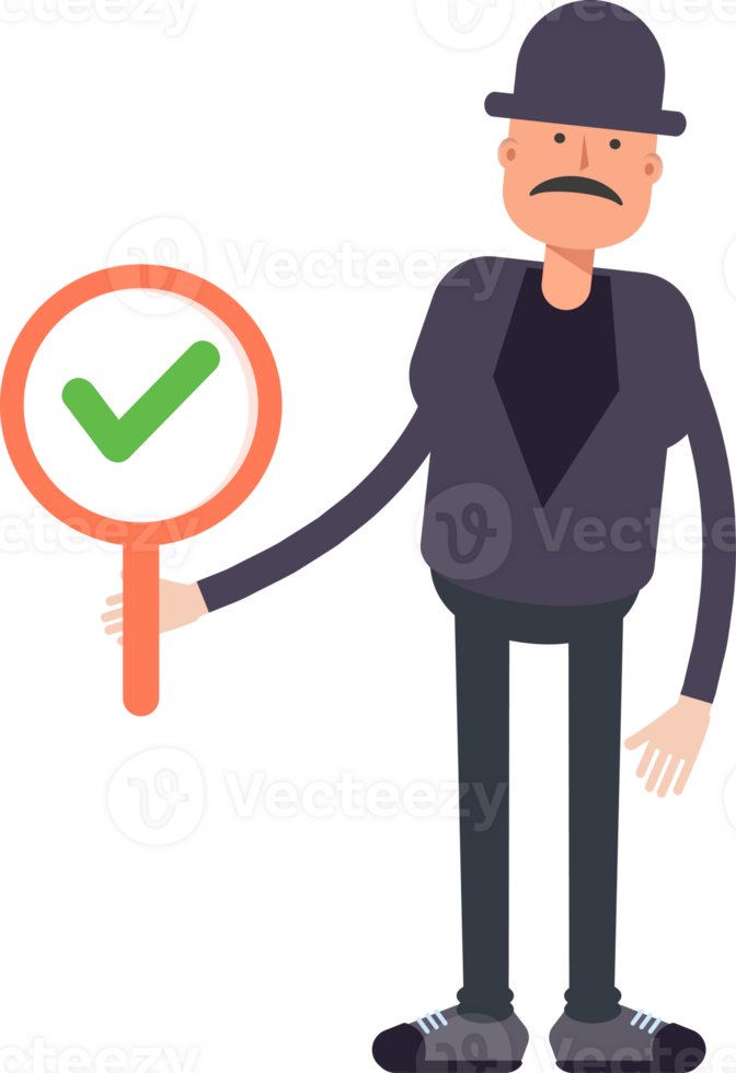 Old Man Character Showing Check Mark png