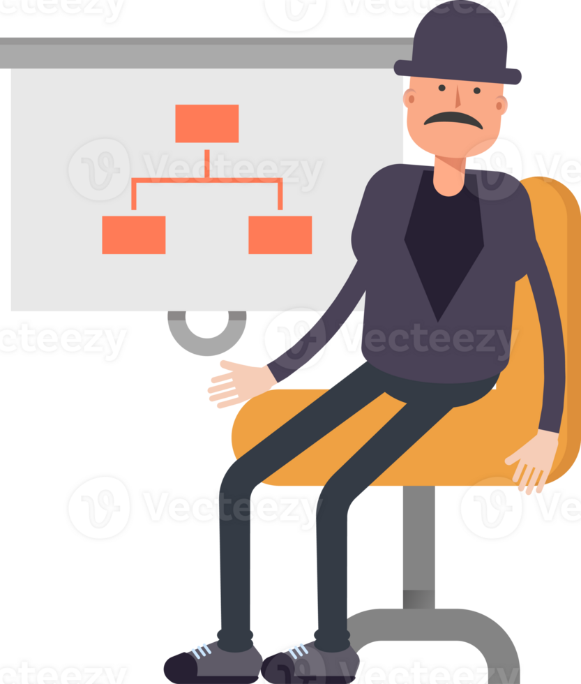 Old Man Character Presenting Organization Chart png