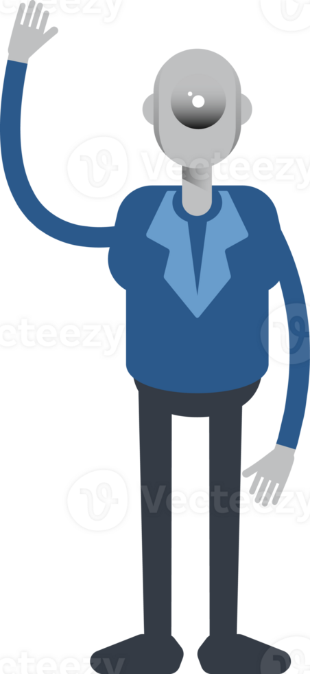 Robot Employee Character Raising One Hand png