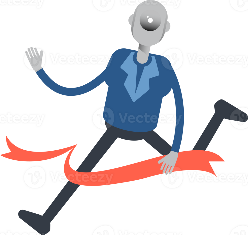 Robot Employee Character Running at Finish Line png