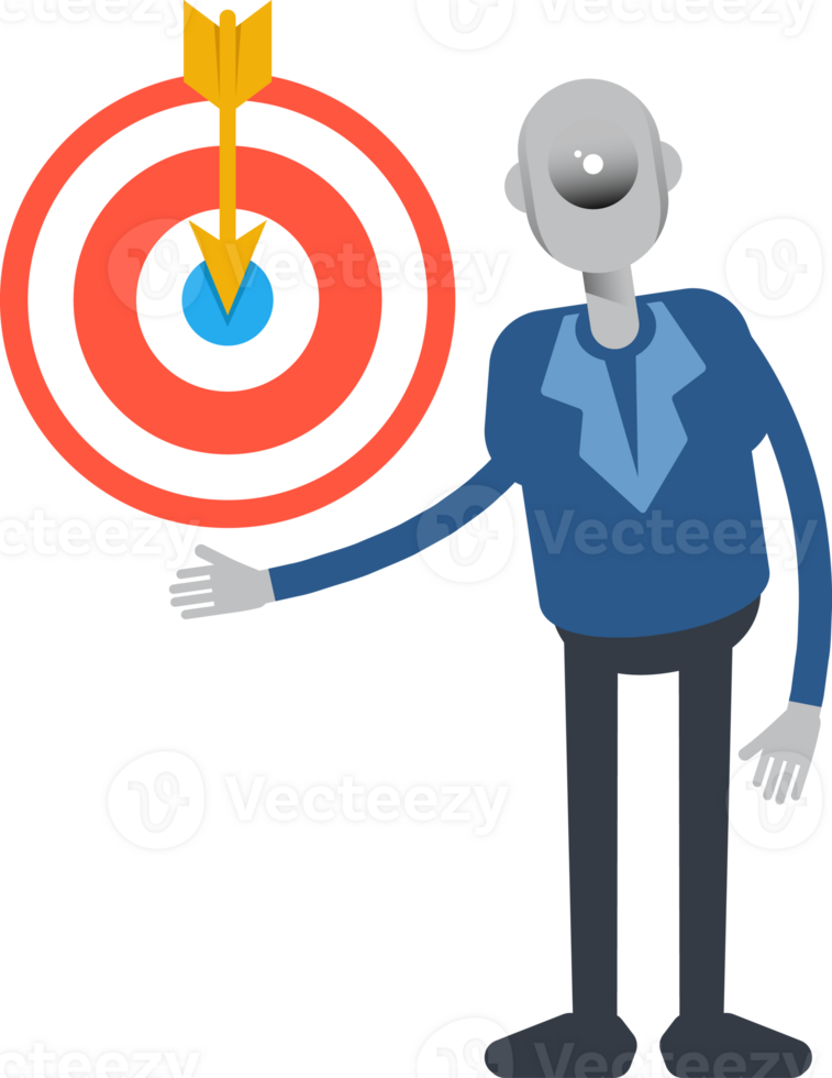 Robot Employee Character Holding Dart png