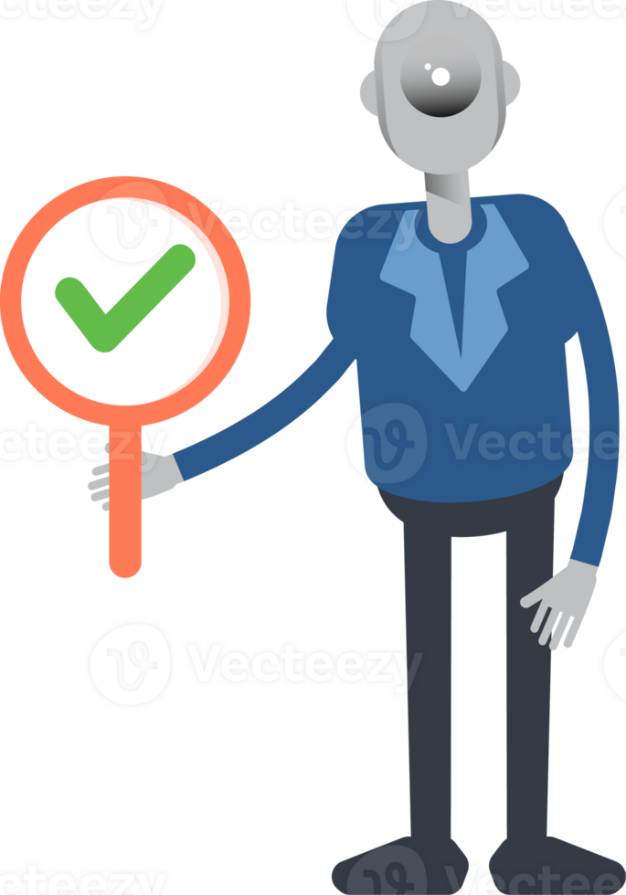 Robot Employee Character Showing Check Mark png