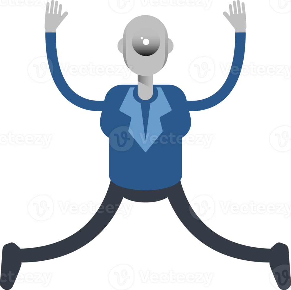 Robot Employee Character Relaxing and Jumping Illustration png