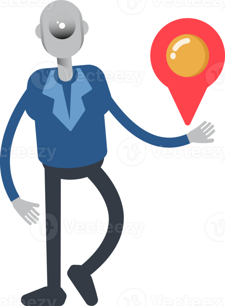 Robot Employee Character Holding Map Pin png