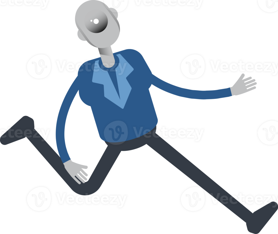Robot Employee Character Running Illustration png