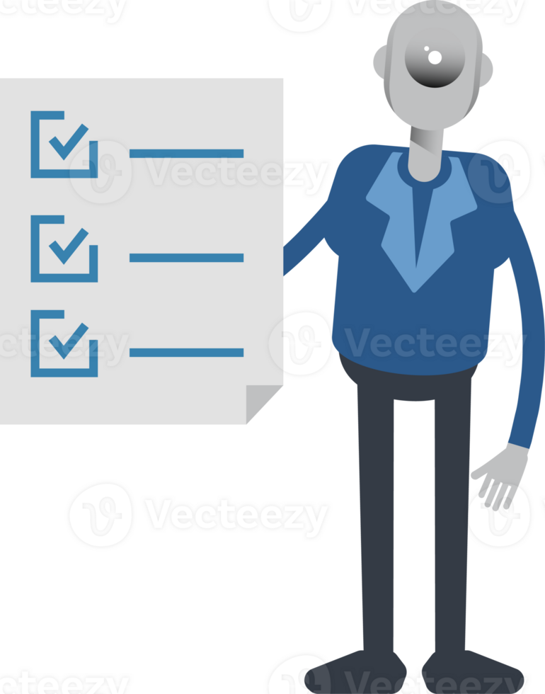 Robot Employee Character and Check List Document png