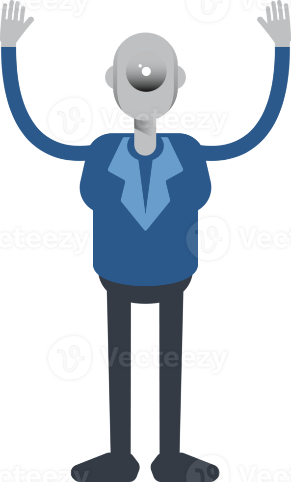 Robot Employee Character Raising Hands png