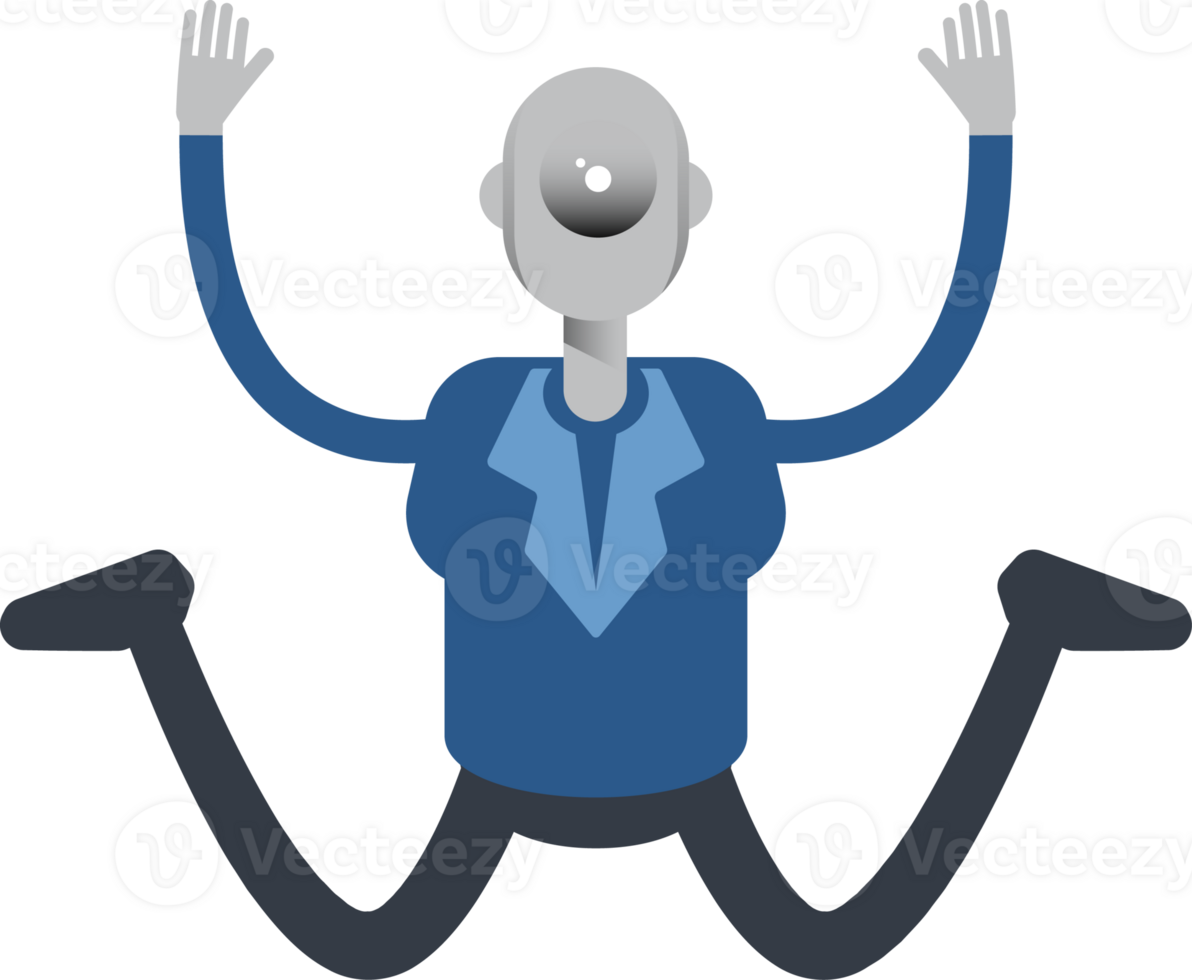 Robot Employee Character Jumping png