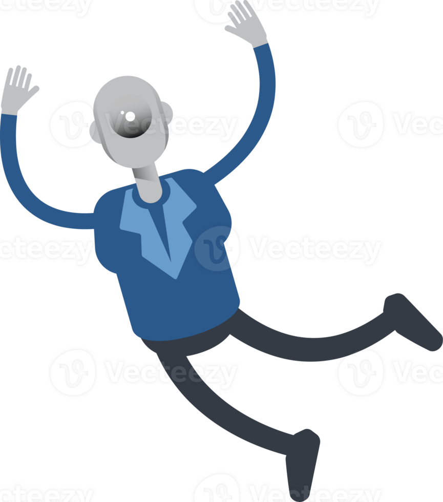 Robot Employee Character Relaxing and Jumping png