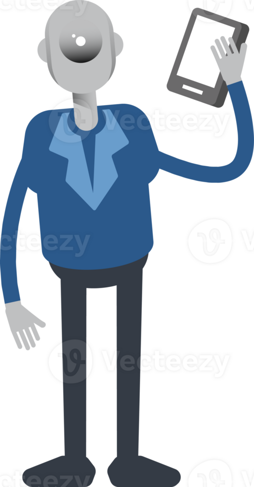 Robot Employee Character Talking on Smartphone png