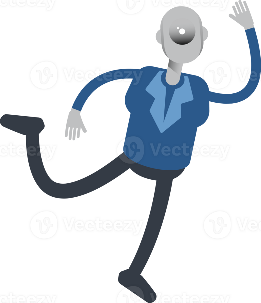 Robot Employee Character Jumping and Flying png