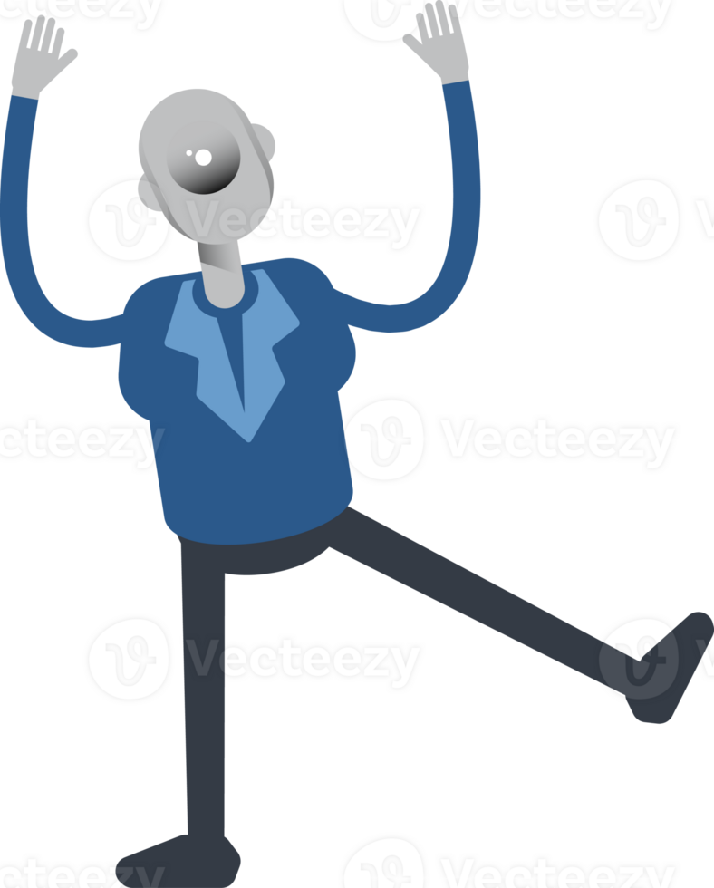 Humanoid Robot Employee Character Relaxing Rising Hands png