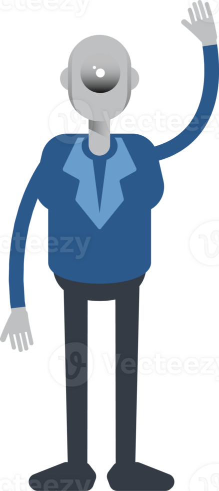 Robot Employee Character Raising Hand Illustration png