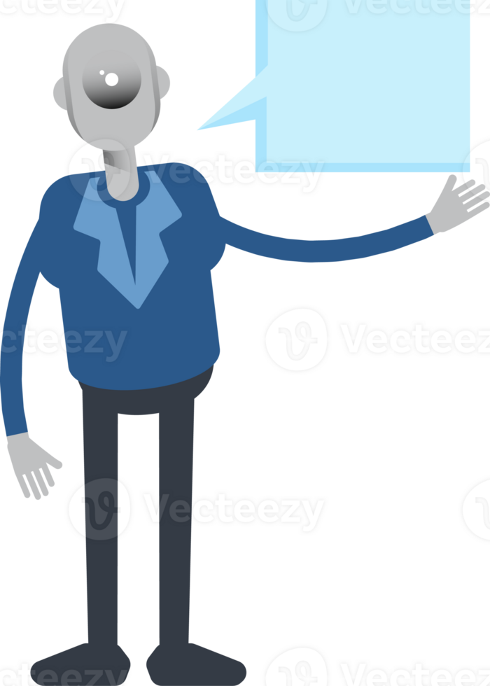 Robot Employee Character and Speech Bubble png