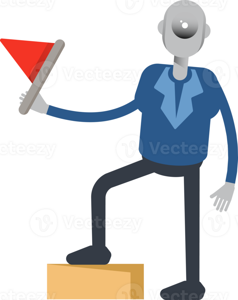 Robot Employee Character Holding Flag png