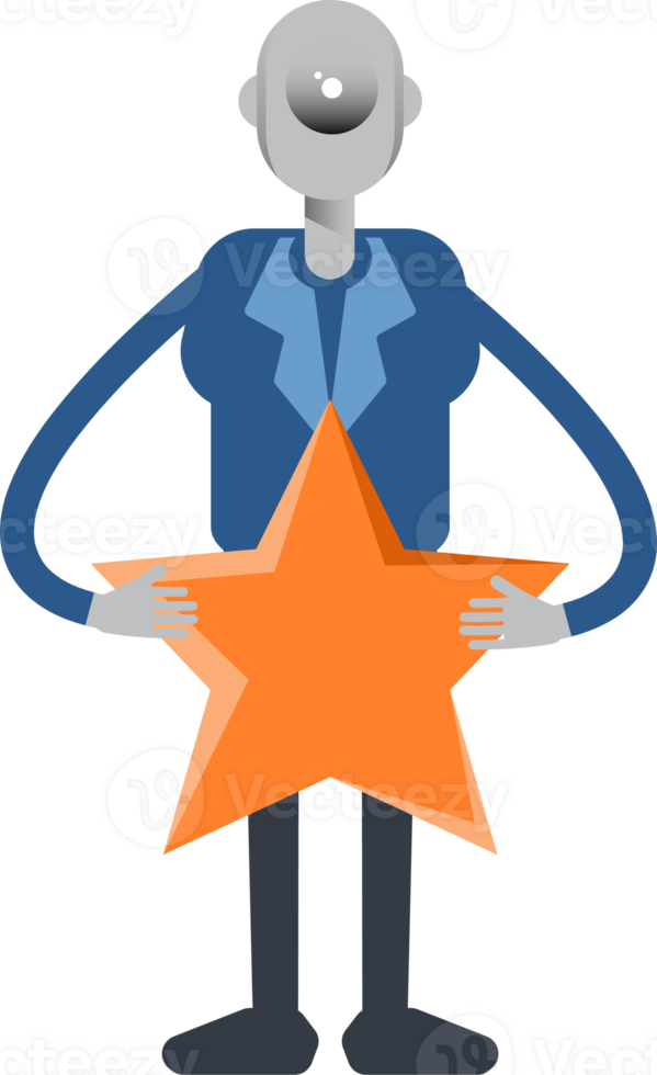 Robot Employee Character Holding Star png