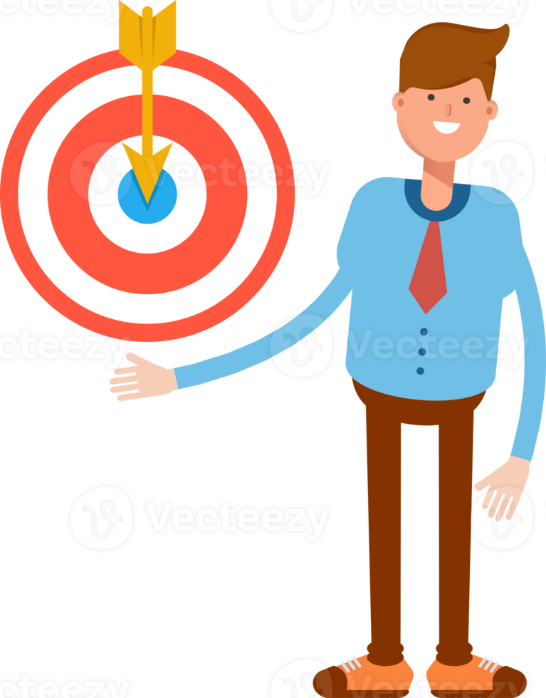 Businessman Character Holding Dart Illustration png