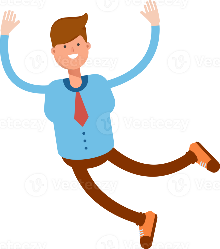 Blue Shirt Businessman Relaxing and Jumping png
